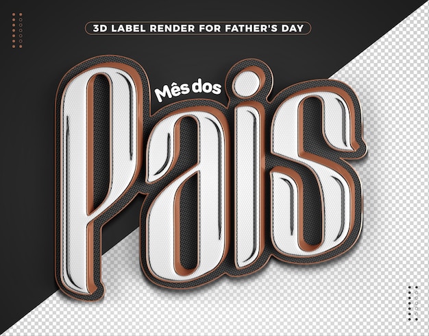 PSD 3d render fathers day in brazilian for composition