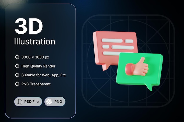3d render feedback bericht communicatie concept modern pictogram illustraties design