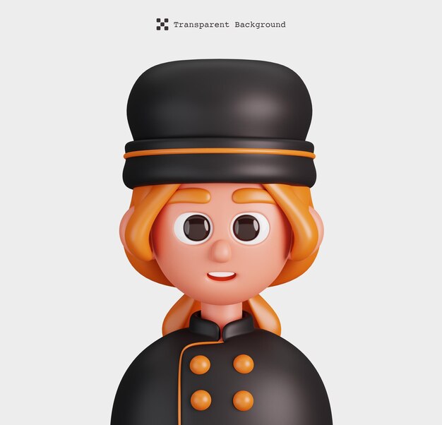 3d render of a female chef in black uniform characters isolated professions and occupations avatar