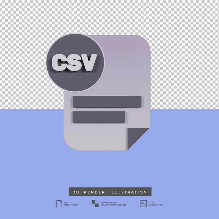 PSD 3d render file csv format icon
