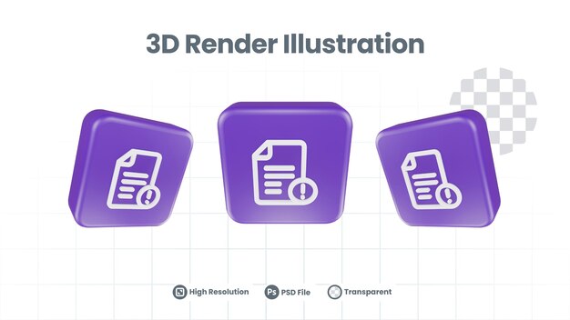 PSD 웹 모바일 앱 소셜 미디어 프로모션을 위한 3d 렌더링 파일 느낌표 아이콘