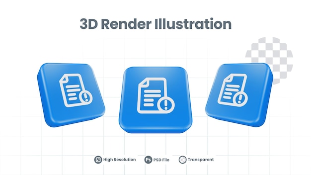 웹 모바일 앱 소셜 미디어 프로모션을 위한 3D 렌더링 파일 느낌표 아이콘
