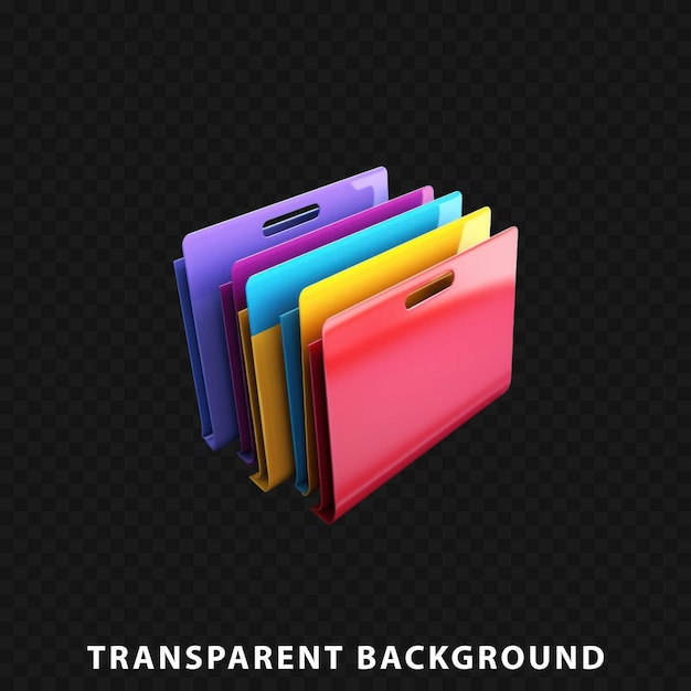 PSD 3d render file folder isolated on transparent background