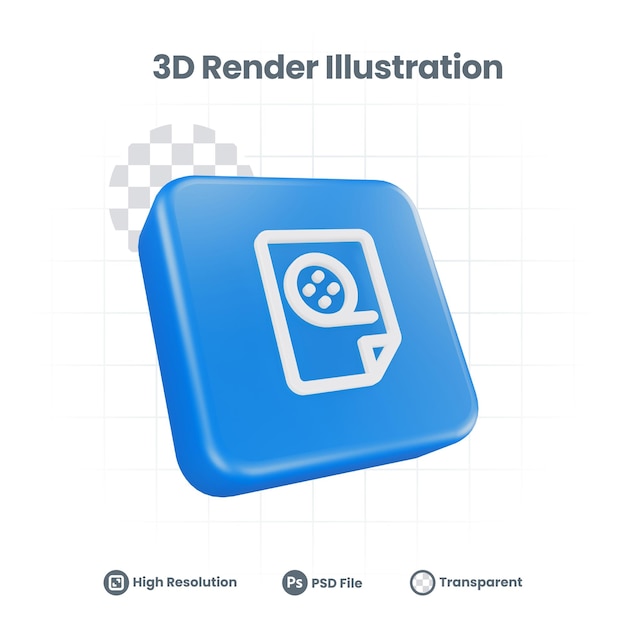 3D Render file roll film Icon For Web Mobile App Social Media Promotion