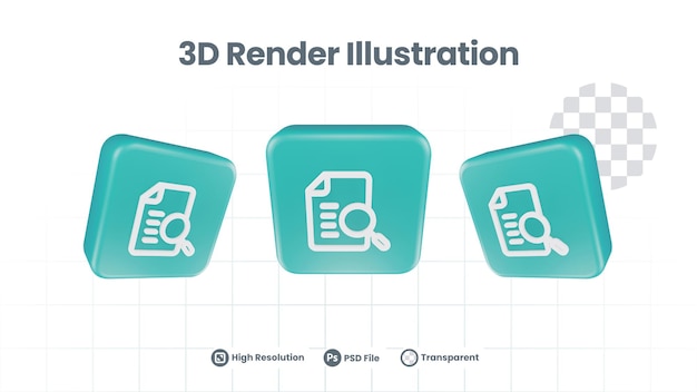 Icona di ricerca file di rendering 3d per la promozione dei social media dell'app mobile web