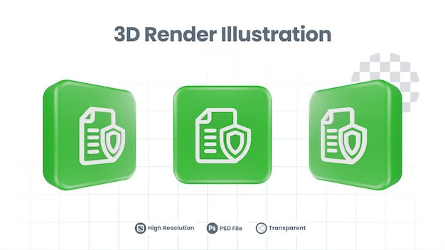 3d render file security icon for web mobile app social media promotion