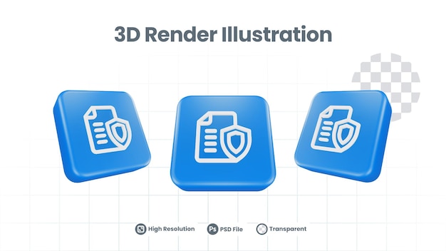 3d render file security icon for web mobile app social media promotion
