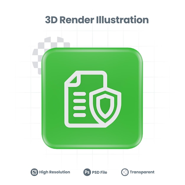 PSD 3d render file security icon for web mobile app social media promotion