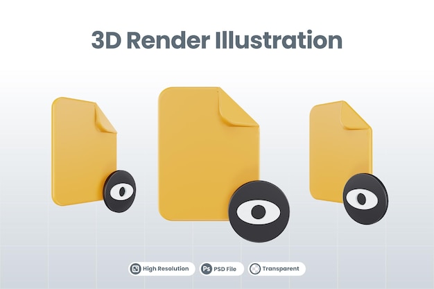 File di rendering 3d visto icona con carta arancione e nero visto