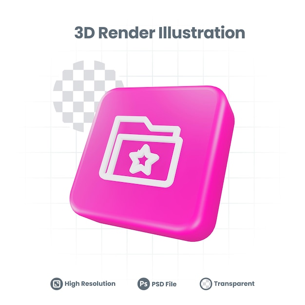 3d render file stella icona preferita per la promozione dei social media dell'app mobile web