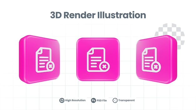 PSD 3d render file icona croce errata per web mobile app social media promotion