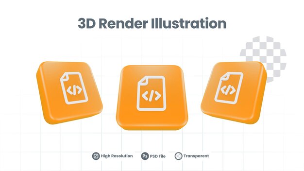 PSD 3d render file xml icon for web mobile app social media promotion