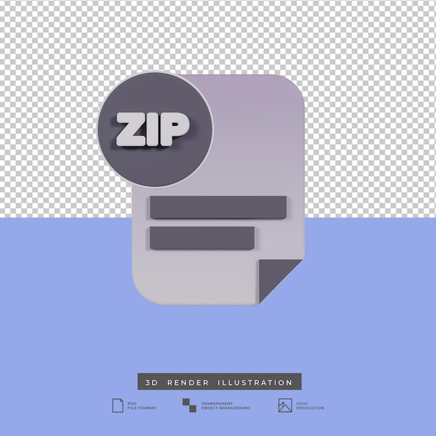 PSD Значок формата zip файла 3d визуализации