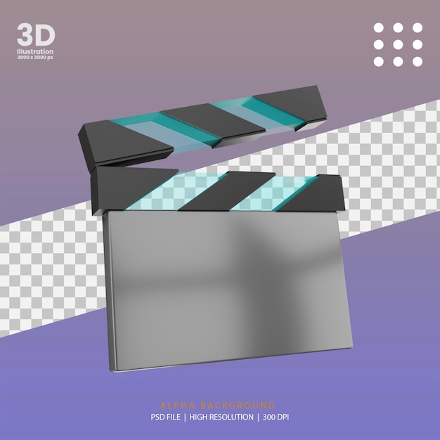 PSD 3d render film klepel illustratie