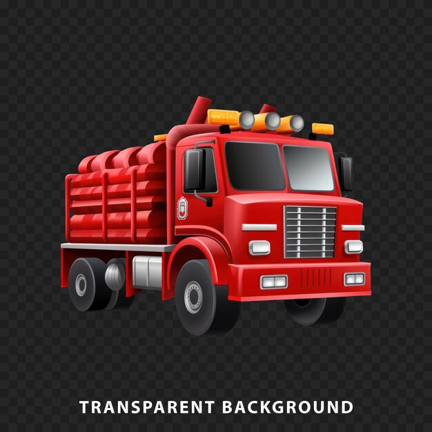 PSD 3d render fire truck isolated on transparent background