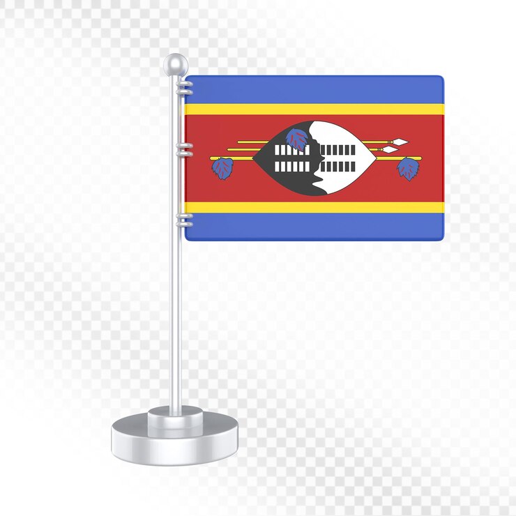 PSD 3d render of the flag of eswatini on a desk