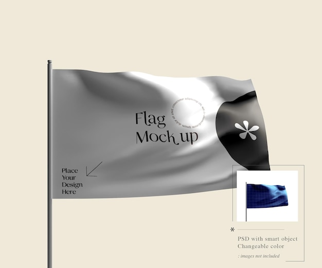 PSD 3d render flag mock up