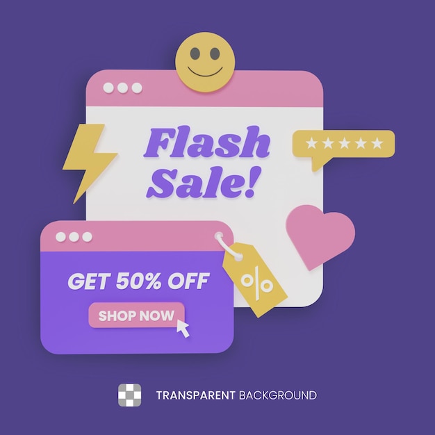 3D Render - Flash Sale Illustration