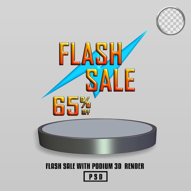 3d render flash sale with podium psd