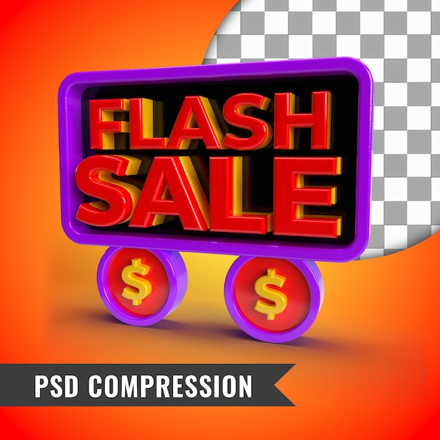 PSD 3d render flash sprzedaż na białym tle ilustracja 3d