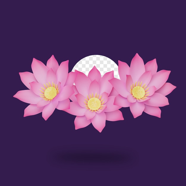 PSD 3d render floating lotus flowers