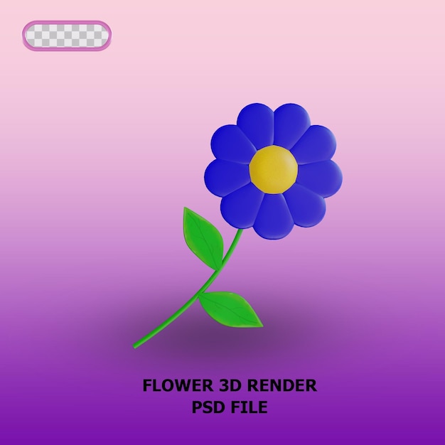 PSD 3d render flower icon 2