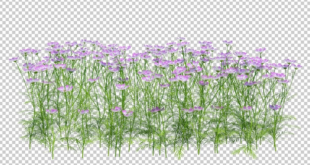 PSD 3d rendono di fiori con foglie