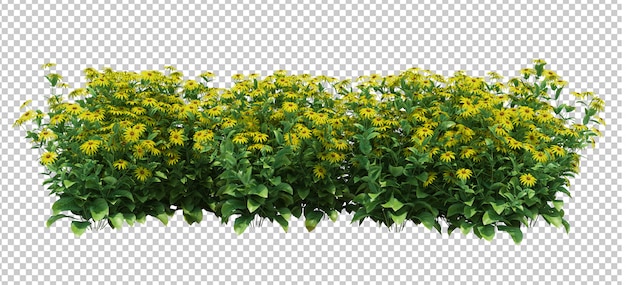 잎과 꽃의 3d 렌더링