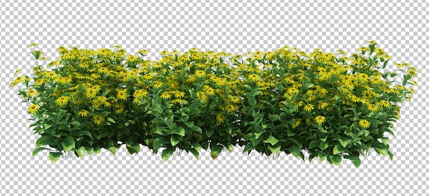 3d render of flowers with leaves