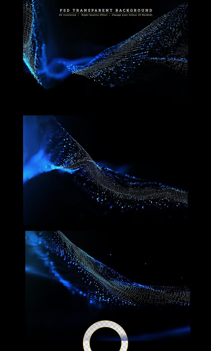 PSD 3d render of a flowing particles science on transparent background