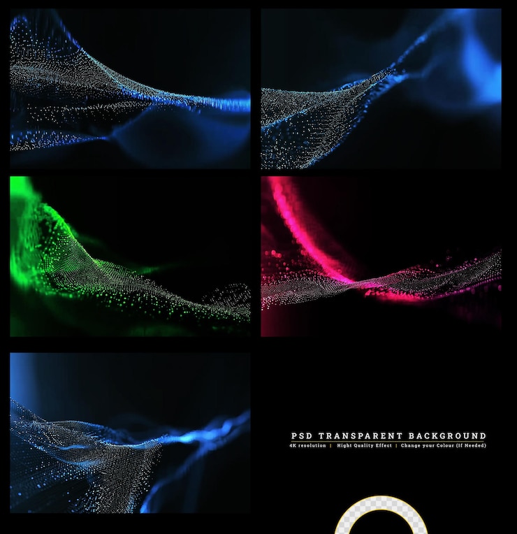 PSD 3d render of a flowing particles science on transparent background