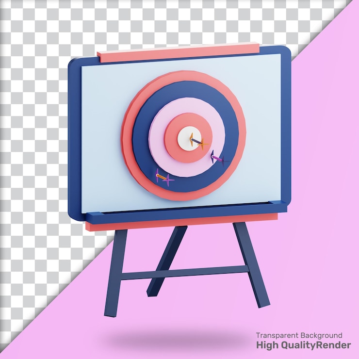 PSD 3d render fokus on target with a clear background