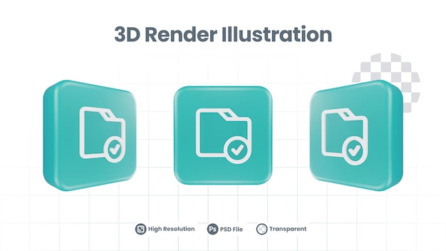 웹 모바일 앱 소셜 미디어 프로모션용 3d 렌더링 폴더 확인 확인 아이콘