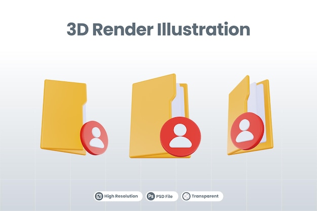 3d Render Folder Ikona Ludzi Z Pomarańczowym Folderem Plików I Czerwonymi Ludźmi