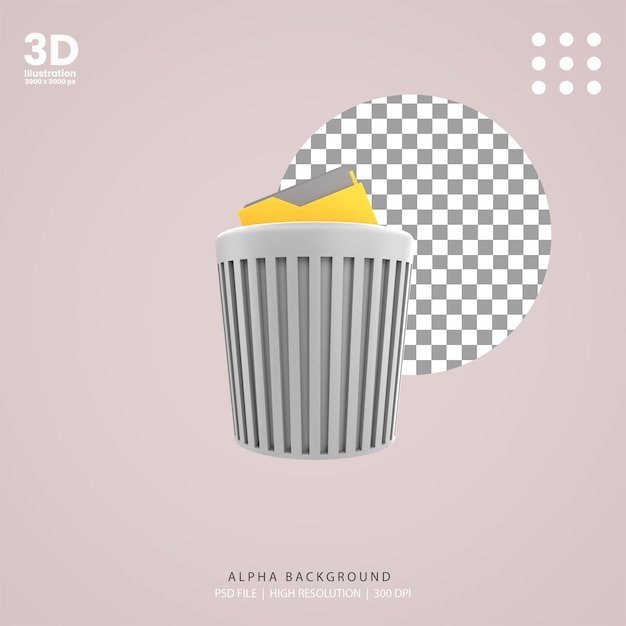 PSD 3d render folder trash illustration