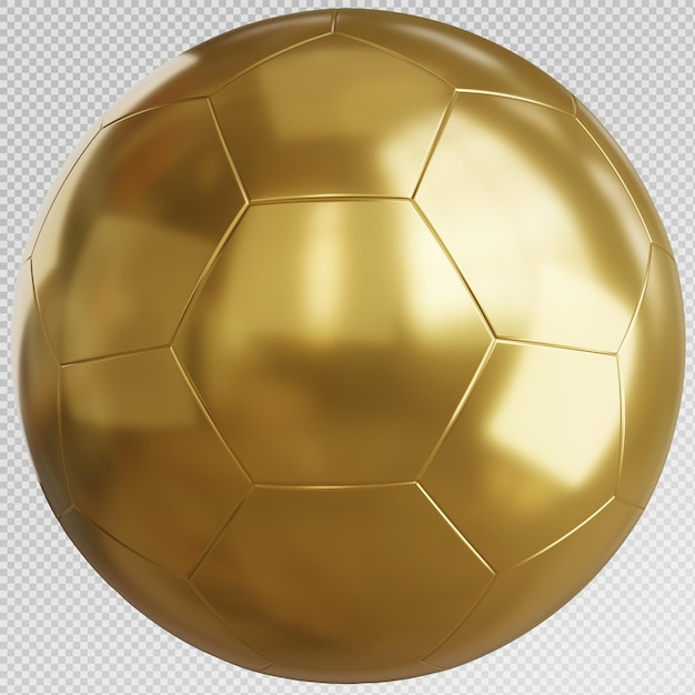 PSD render 3d di una palla da calcio con lucente dorato