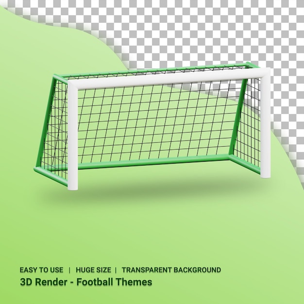 PSD 3d render football goal illustration with transparent background