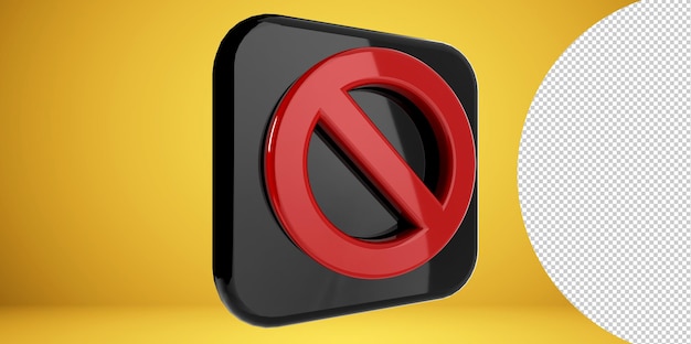 3d render forbidden icon transparent background