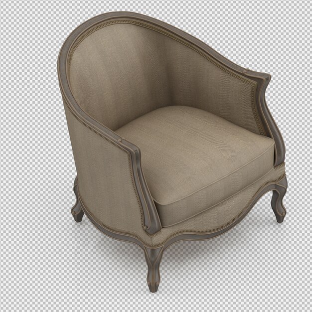 PSD 3d render fotel izometryczny