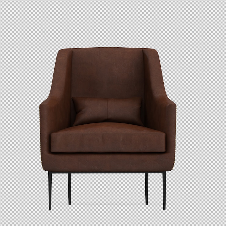 PSD 3d render fotel izometryczny