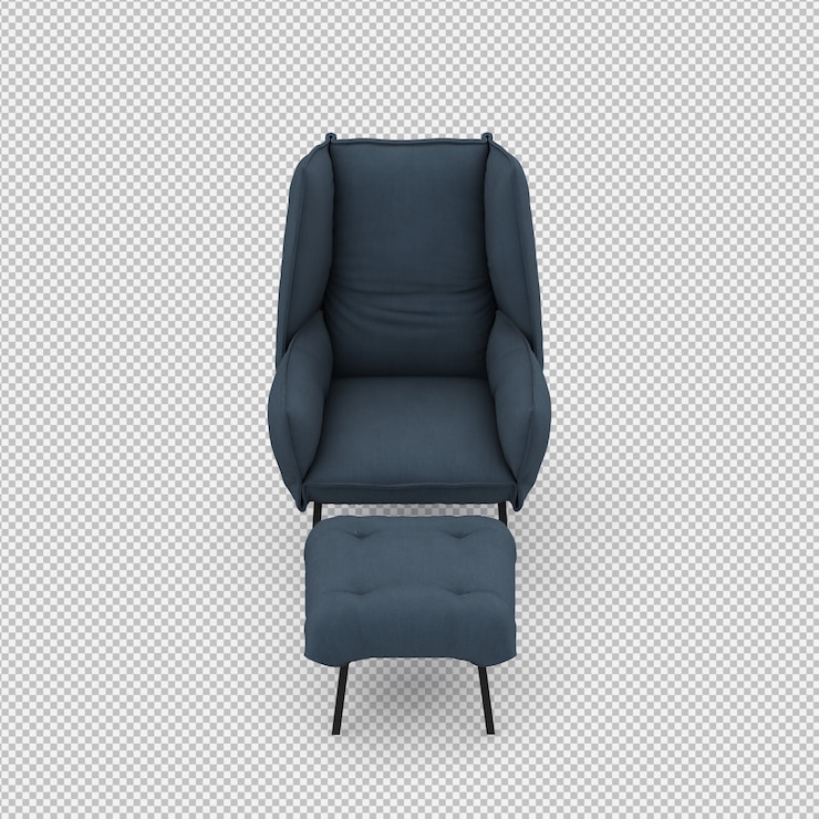PSD 3d render fotel izometryczny