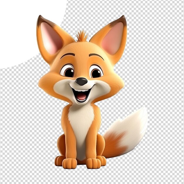 PSD 3d render fox isolated on transparent background