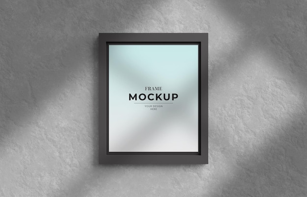 3D Render Frame photo mockup with shadow on the wall