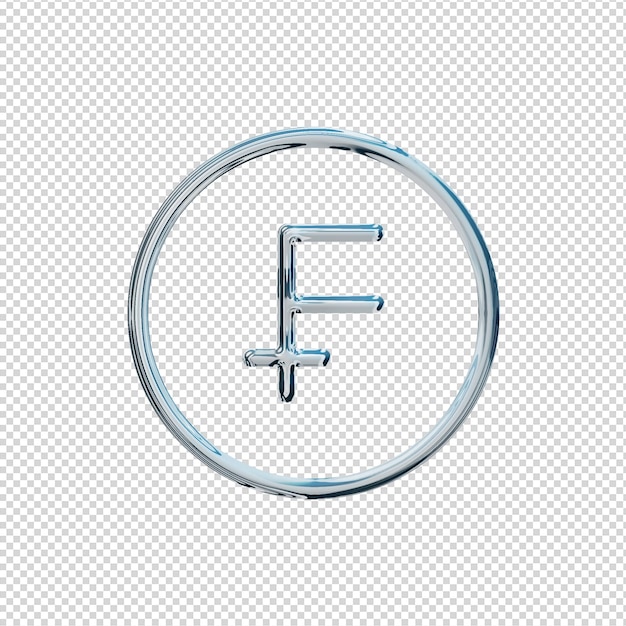 PSD 3d render franc icon chrome glossy