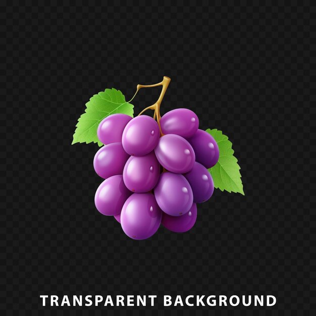 PSD 3d render fresh grapes isolated on transparent background