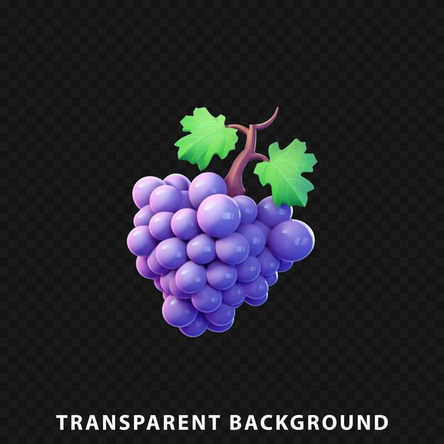 PSD 3d render fresh grapes isolated on transparent background