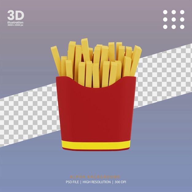 3d rendono l'illustrazione delle patatine fritte