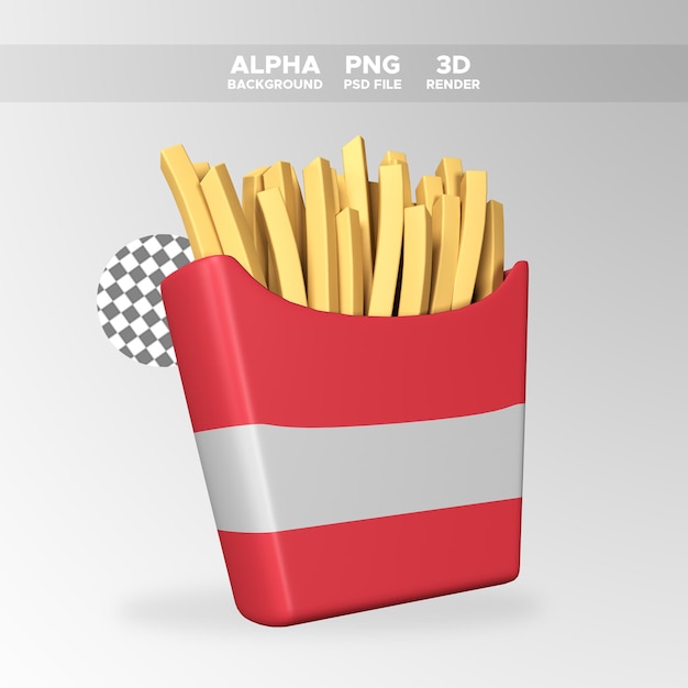 PSD 3d render frietjes pictogram voor ontwerp illustratie