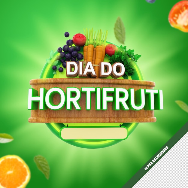 Il rendering 3d di frutta e verdura offre ofertas dia do hortifruti