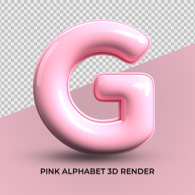 PSD 3d render g alphabet pink plastic cute